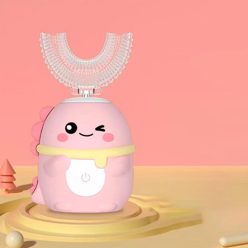 Escova de dentes elétrica para crianças 360º formato em U com temporizador inteligente, recarregável