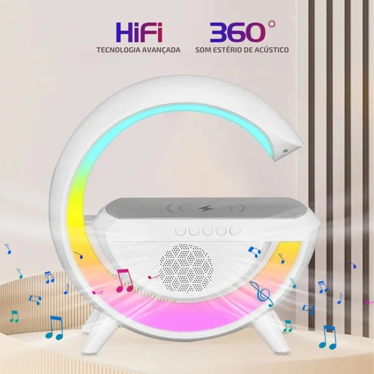 Estação inteligente com alto-falante bluetooth e carregador por indução