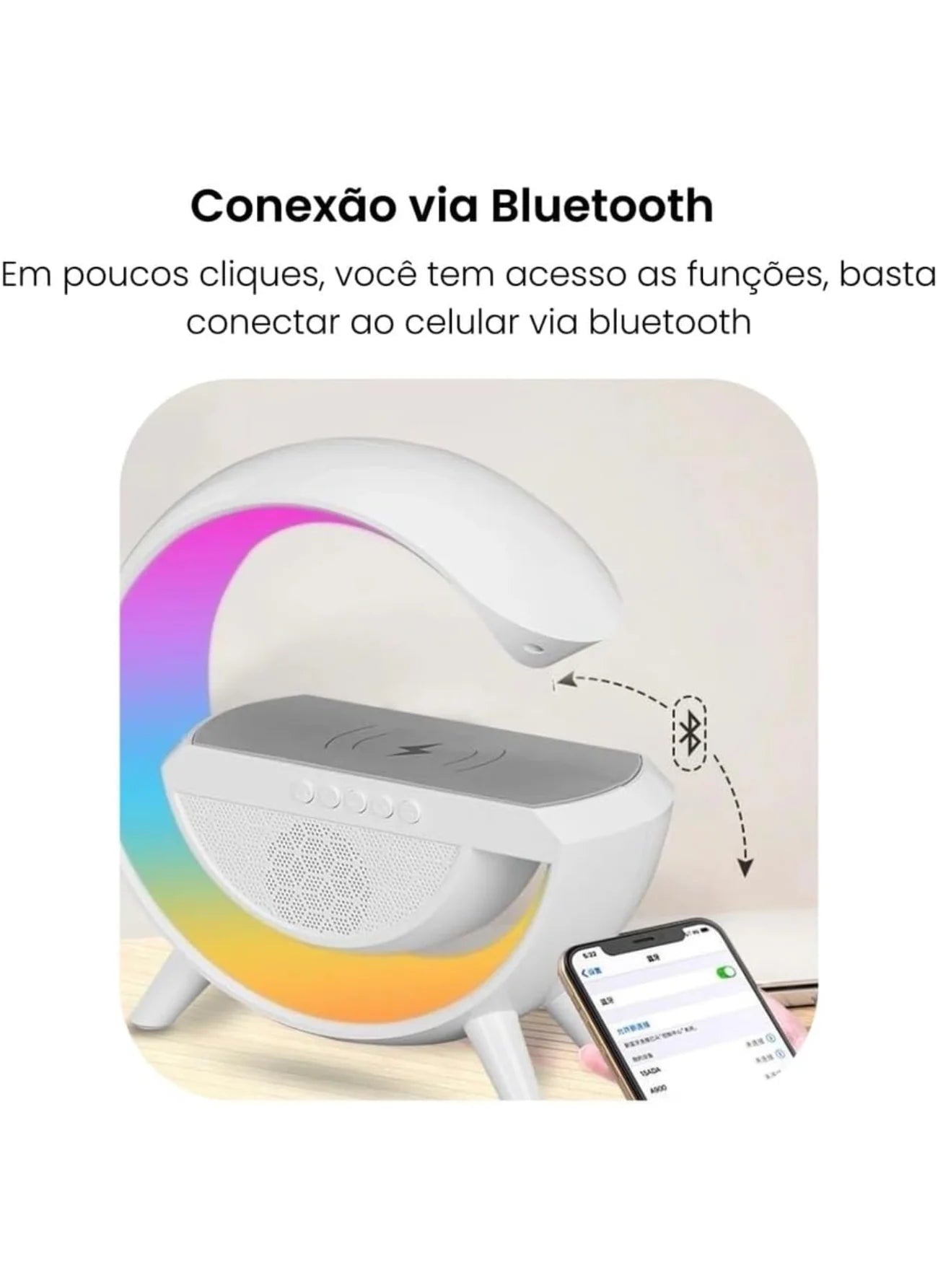 Estação inteligente com alto-falante bluetooth e carregador por indução
