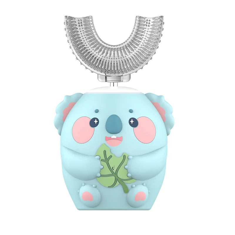 Escova de dentes elétrica para crianças 360º formato em U com temporizador inteligente, recarregável