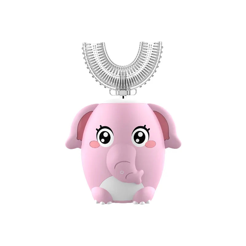 Escova de dentes elétrica para crianças 360º formato em U com temporizador inteligente, recarregável