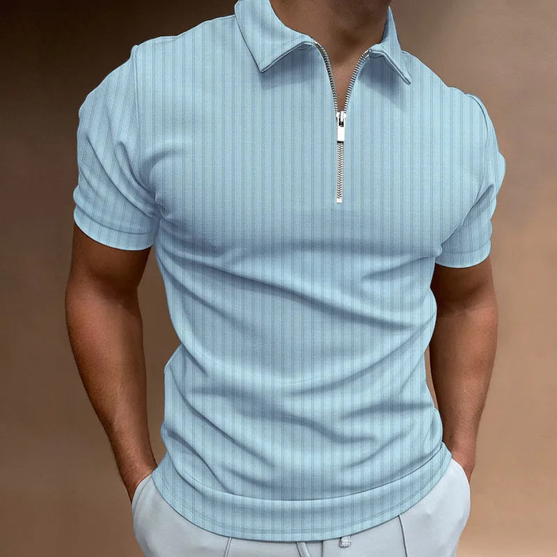 Camisa masculina manga curta com zíper Fashion