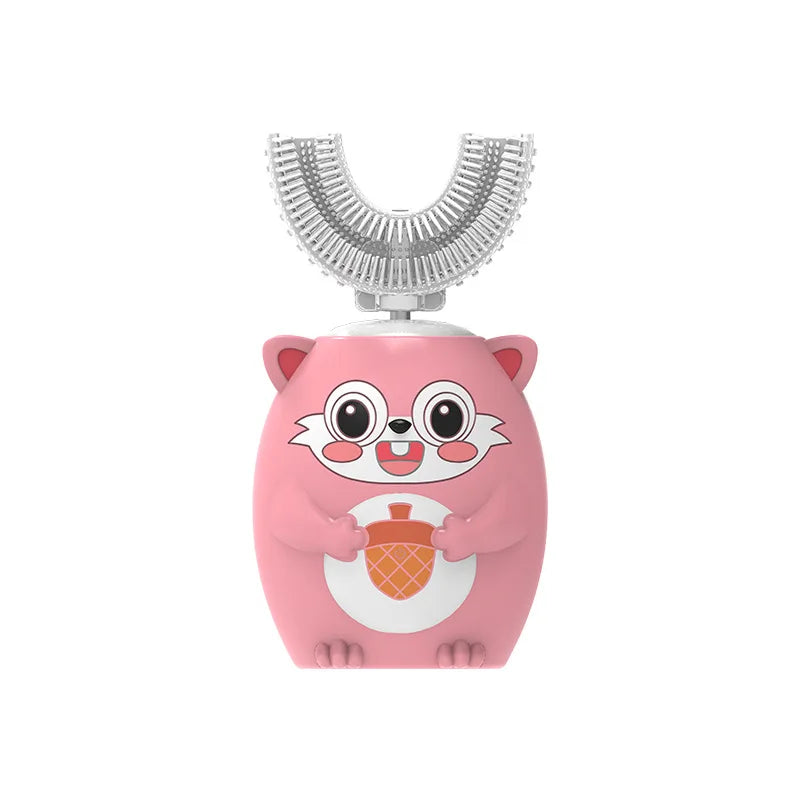 Escova de dentes elétrica para crianças 360º formato em U com temporizador inteligente, recarregável