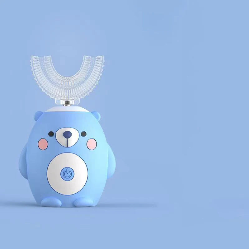 Escova de dentes elétrica para crianças 360º formato em U com temporizador inteligente, recarregável