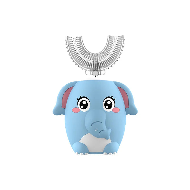 Escova de dentes elétrica para crianças 360º formato em U com temporizador inteligente, recarregável