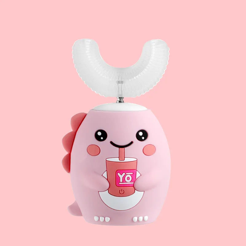 Escova de dentes elétrica para crianças 360º formato em U com temporizador inteligente, recarregável