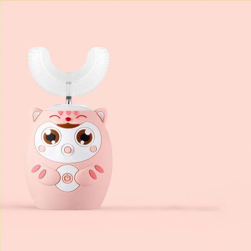 Escova de dentes elétrica para crianças 360º formato em U com temporizador inteligente, recarregável