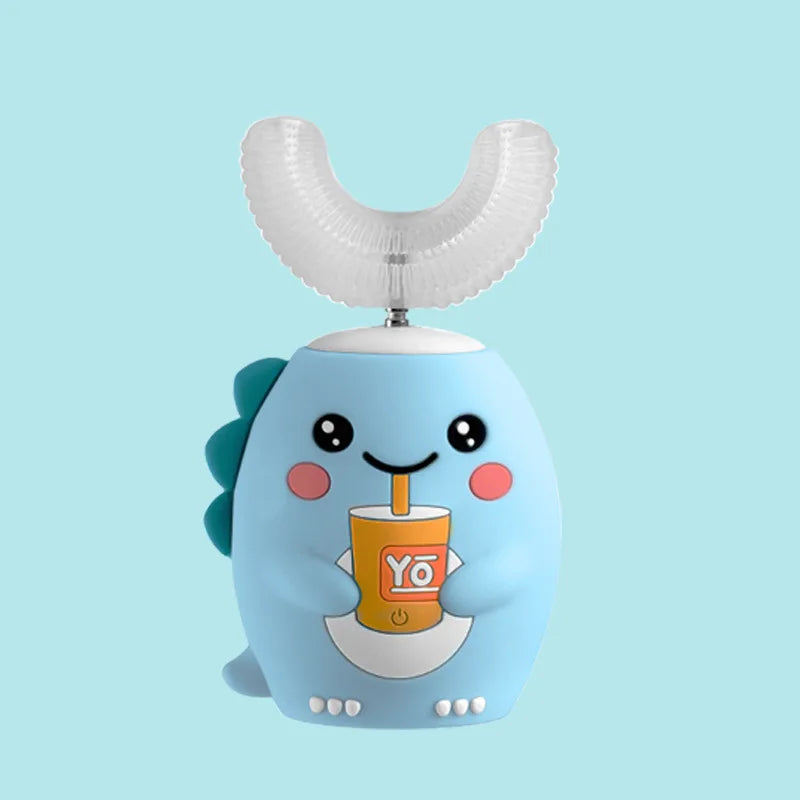 Escova de dentes elétrica para crianças 360º formato em U com temporizador inteligente, recarregável