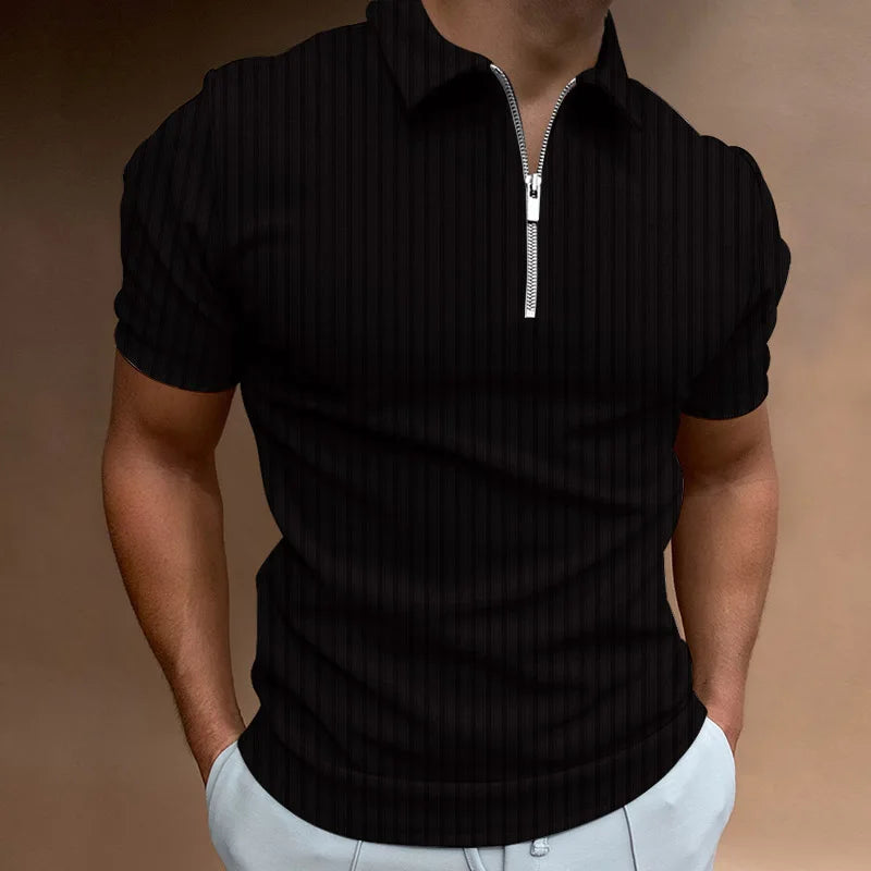 Camisa masculina manga curta com zíper Fashion