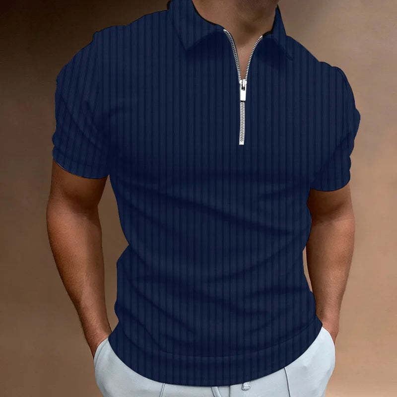 Camisa masculina manga curta com zíper Fashion