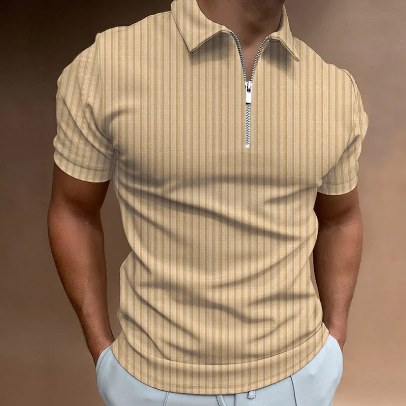 Camisa masculina manga curta com zíper Fashion