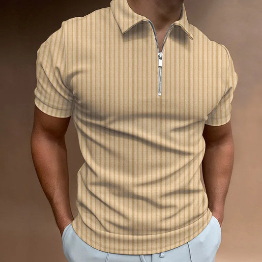 Camisa masculina manga curta com zíper Fashion