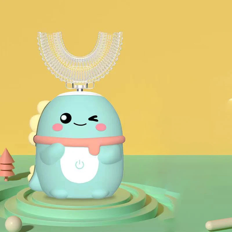 Escova de dentes elétrica para crianças 360º formato em U com temporizador inteligente, recarregável