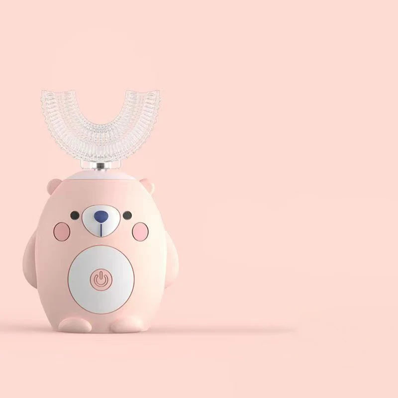 Escova de dentes elétrica para crianças 360º formato em U com temporizador inteligente, recarregável