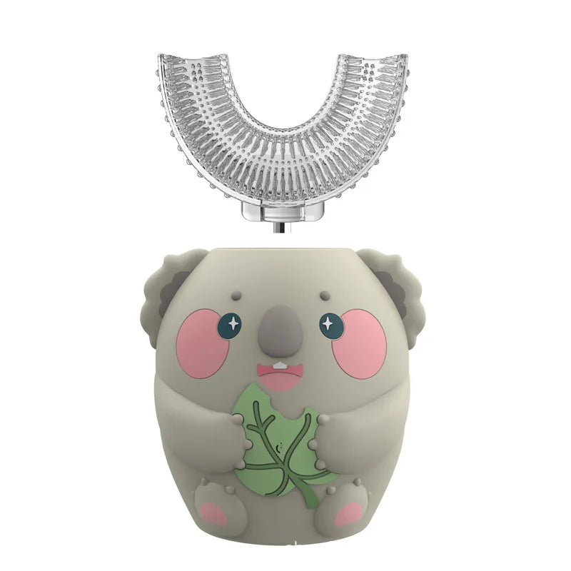 Escova de dentes elétrica para crianças 360º formato em U com temporizador inteligente, recarregável