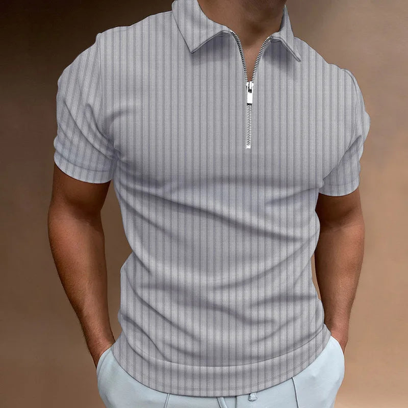 Camisa masculina manga curta com zíper Fashion