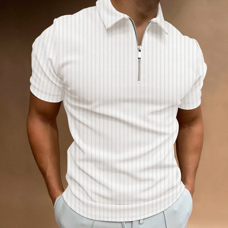 Camisa masculina manga curta com zíper Fashion