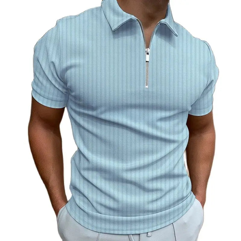 Camisa masculina manga curta com zíper Fashion