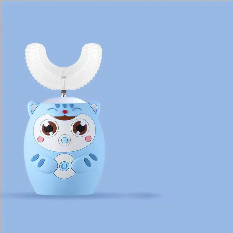 Escova de dentes elétrica para crianças 360º formato em U com temporizador inteligente, recarregável