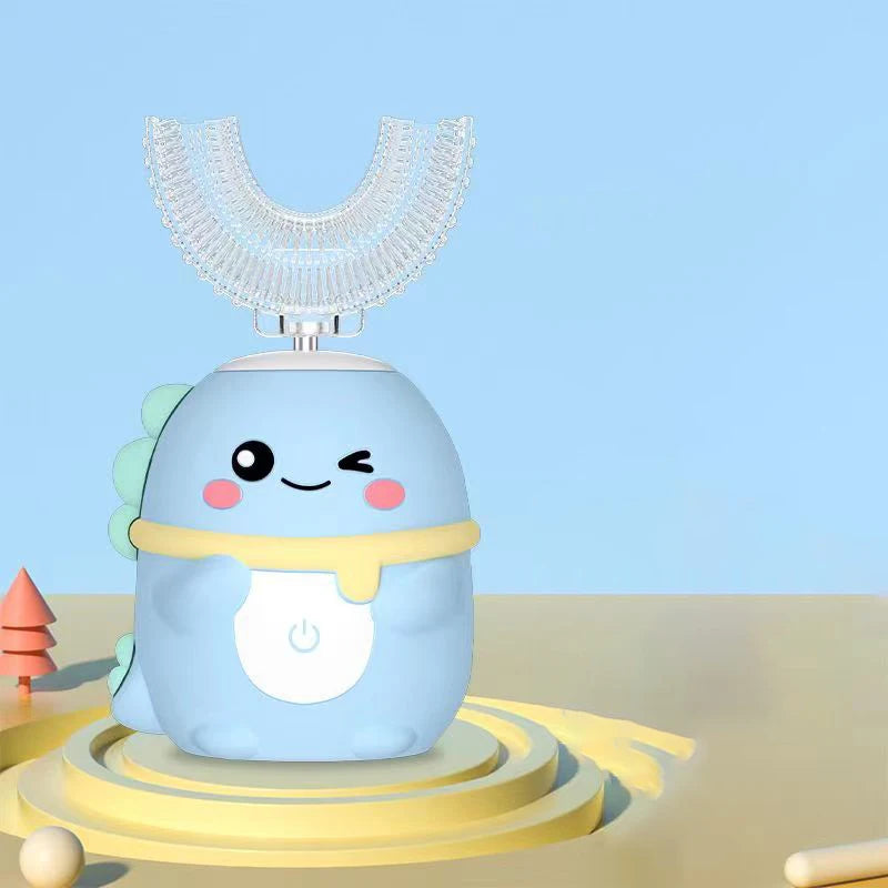 Escova de dentes elétrica para crianças 360º formato em U com temporizador inteligente, recarregável