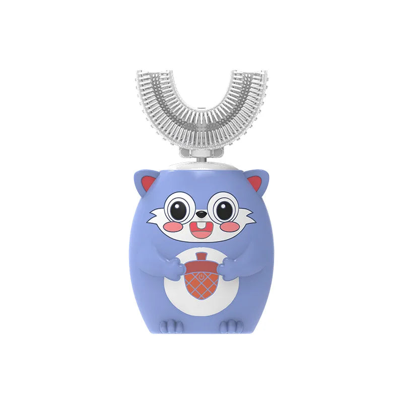 Escova de dentes elétrica para crianças 360º formato em U com temporizador inteligente, recarregável